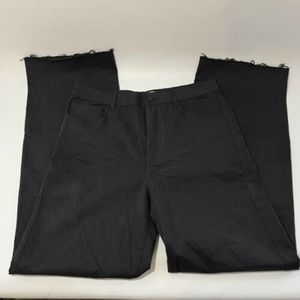 MNG by Mango Womens Size 8 Black Straight Pants Frayed Bottom